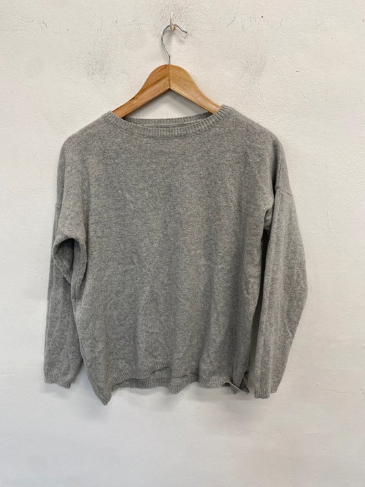 Lovely made in Italy grey metallic thread cashmere blend jumper UK M MS002