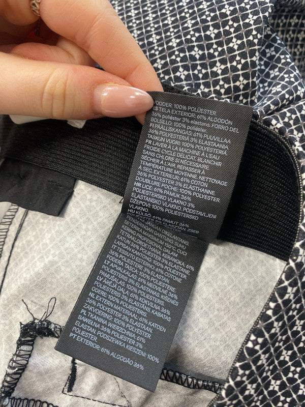 Lovely H&M black and white pattern office trouser chino UK 16 KM003