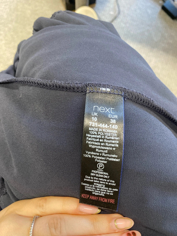 Stunning next navy pleated midi jumpsuit cross shoulder UK 10 MB001