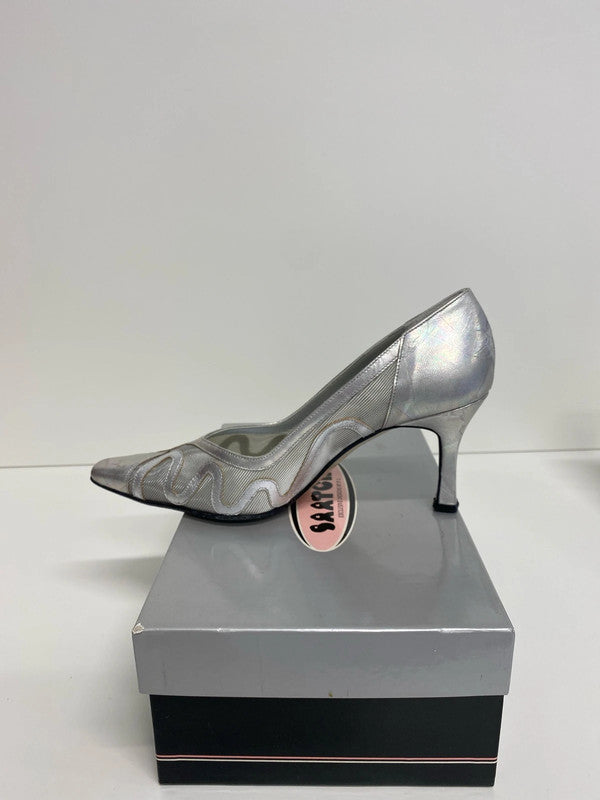Saatchi Glamorous Silver Iridescent Mesh Heels UK 6 KM005