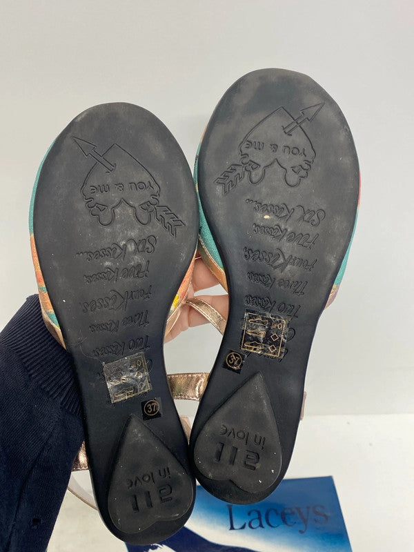 Laceys & M&S Fabulous Turquoise Floral Flats & Matching Clutch UK 4 AT001