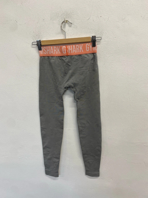 Fabulous gymShark grey pink waistband leggings uk XS ZM001