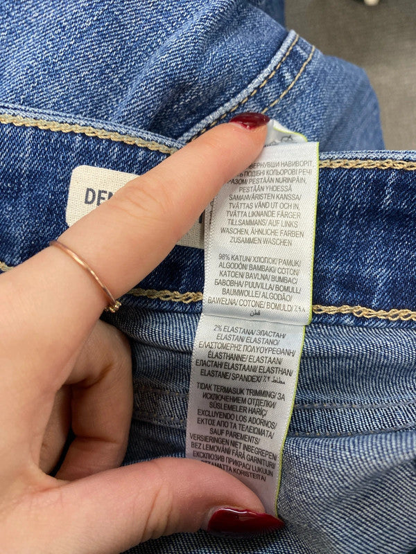 Lovely m&s denim blue midi skirt summer UK 12 AGS01