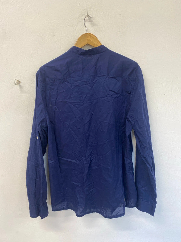 Classic lightweight J.Hart&Bros collarless shirt navy XXL FE001