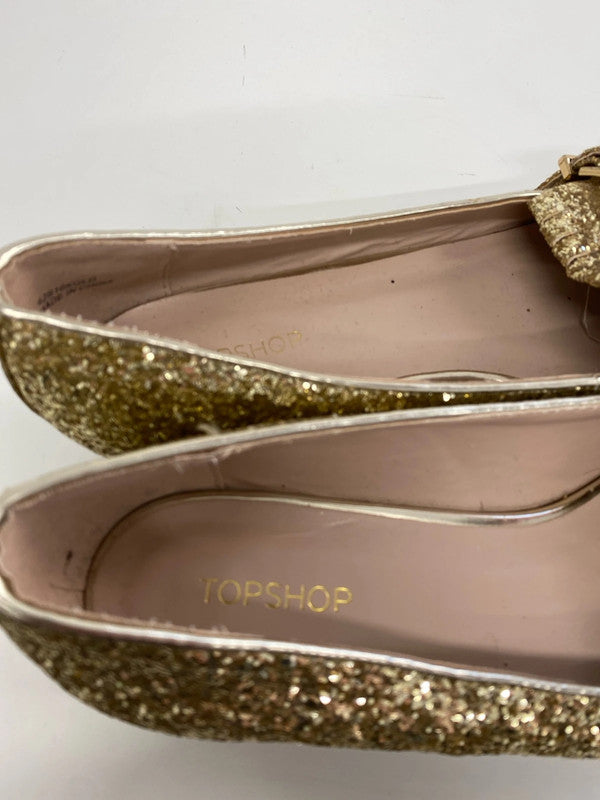 Fabulous Gold Glitter loafters by Topshop Uk7 EUR40 JH001
