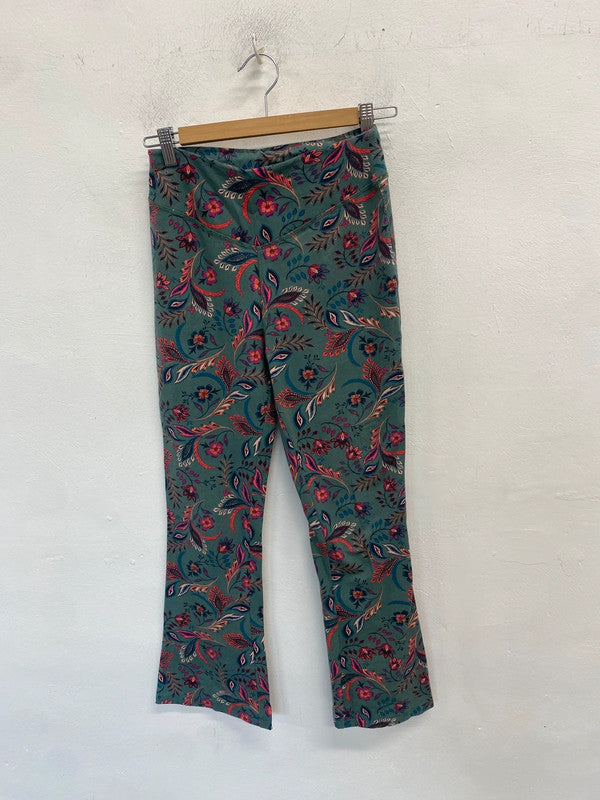 Lovely sloe Joe browns green pattern flare leggings UK 8 MM005