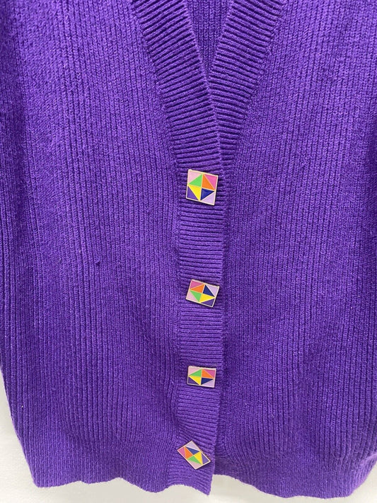 Olivia Rubin Mika Purple Rainbow Button Cardigan Knit UK L NE001