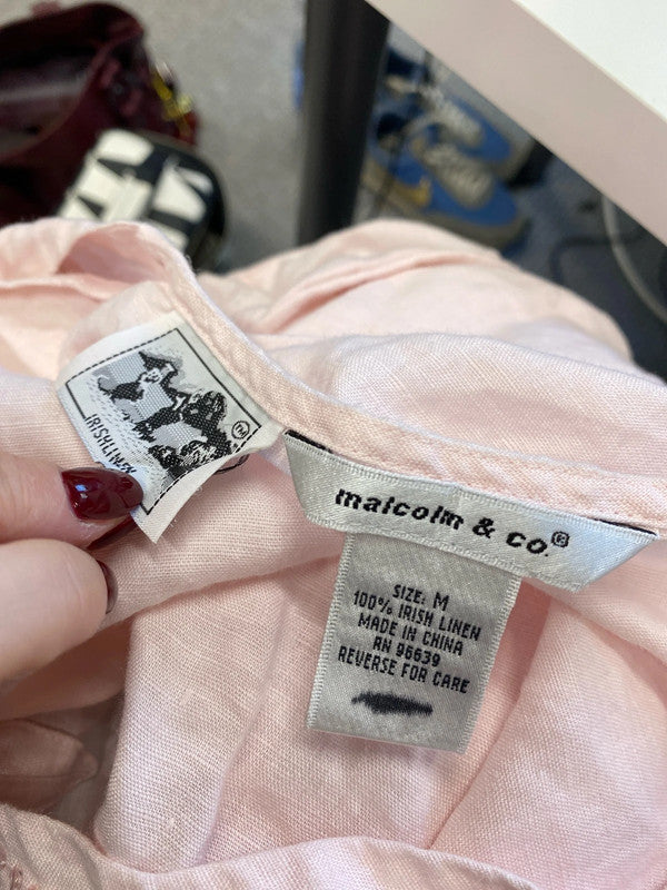 Gorgeous Malcolm & Co pink pearl embellished blouse UK M MM005