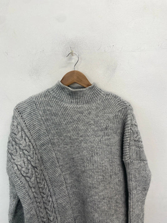 Stunning river island grey knit longline sweater UK M GW001