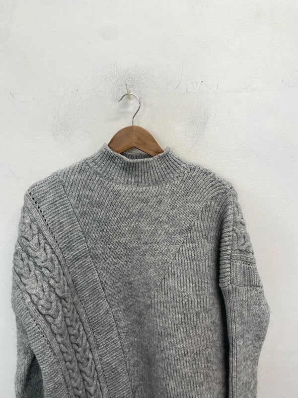 Stunning river island grey knit longline sweater UK M GW001