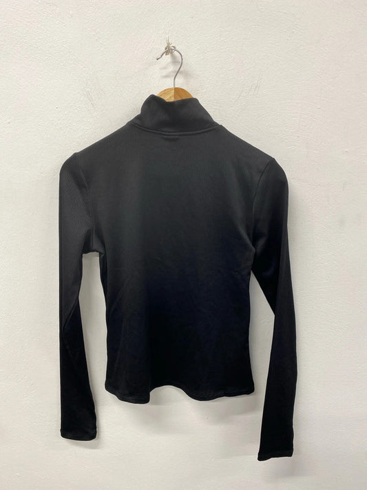 H&M Chic Black Ribbed High Neck Top Size M KS002