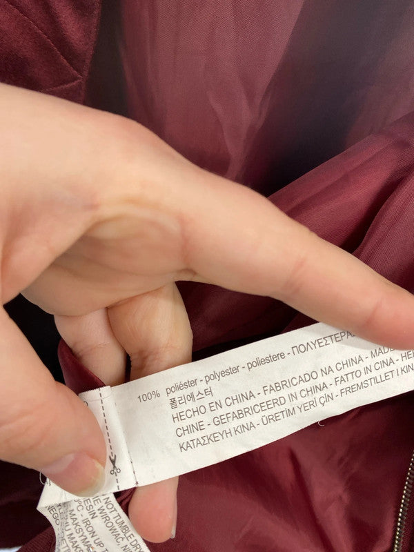 Zara Chic Burgundy Bomber Jacket Size M CJ001