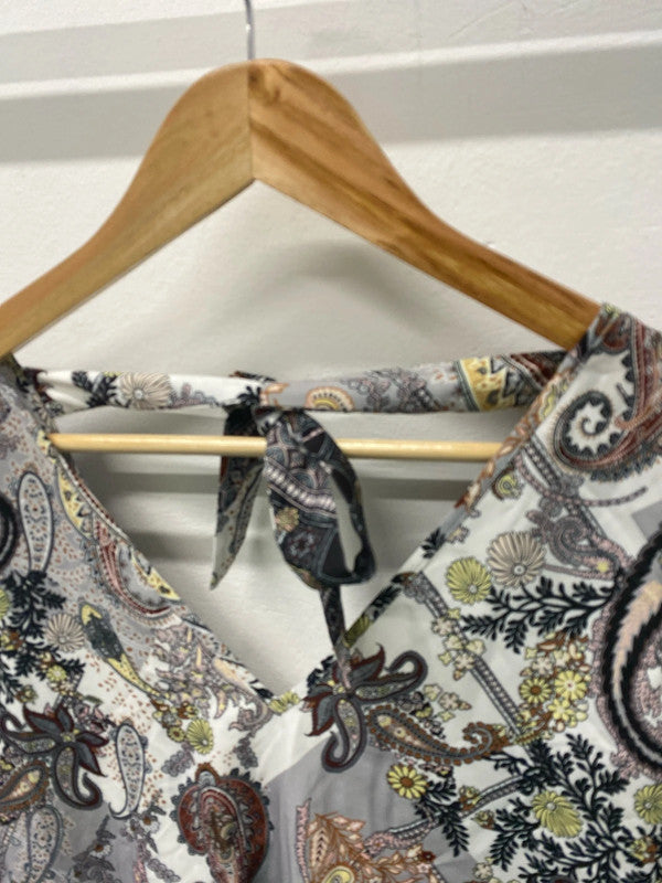 Fabulous River Island paisley top flared sleeves UkS KM004