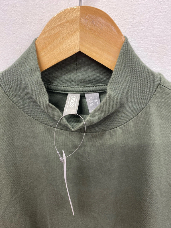 ASOS Cute Sage Green Loose Fit Turtleneck Mini Dress UK 8 HA001