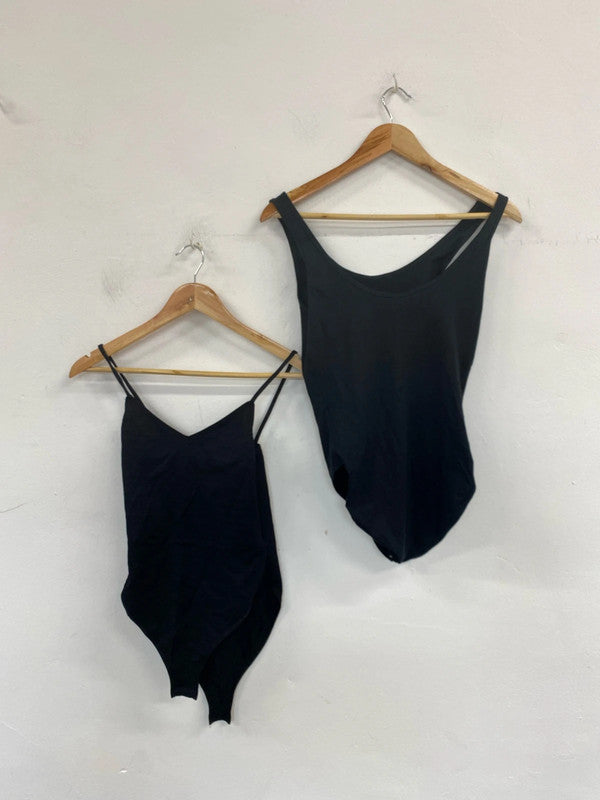 Topshop Sleek & Stylish Black Bodysuits Duo UK 12 NN001