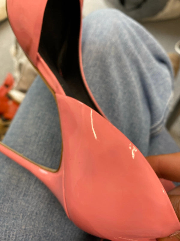 Fabulous Barbie Pink stiletto shoes UK6 faux patent leather KM004