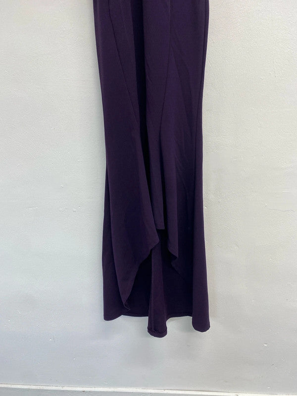 Stunning lipsy London purple sparkle Halterneck maxi dress drape UK 8 KM004