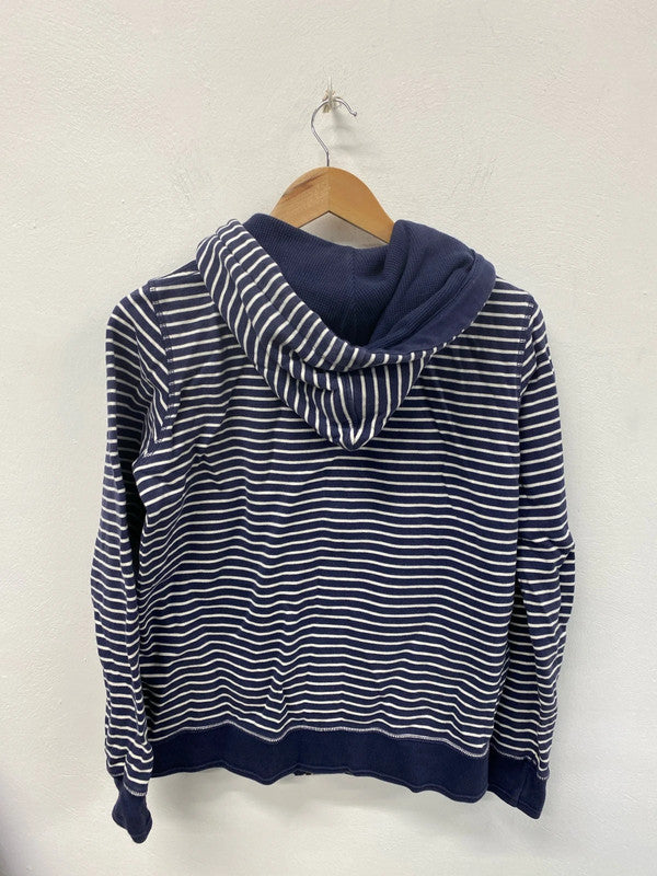 FatFace Nautical Vibes Blue & White Stripe Zip Up Hoodie UK 10 JA002