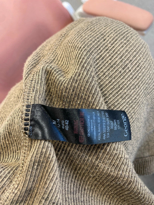 Lovely george longline brown ribbed cardigan UK 12-14 LN001