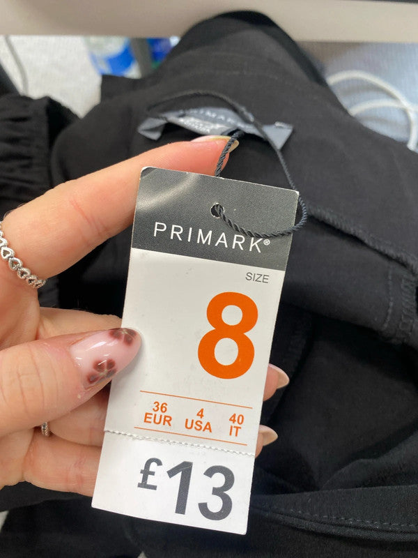 Lovely Primark black Bardot puff sleeve top UK 8 JA001