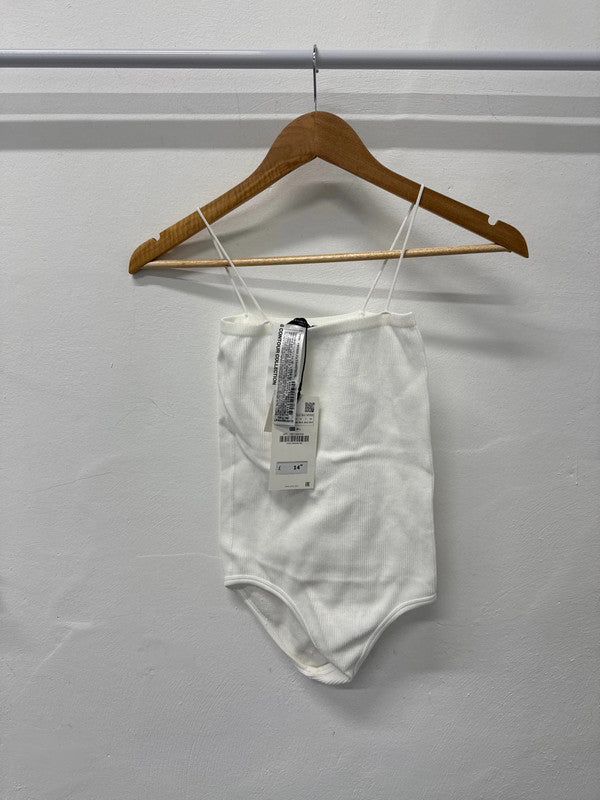 Fabulous ribbed white body suit new UkXs-S New SD002