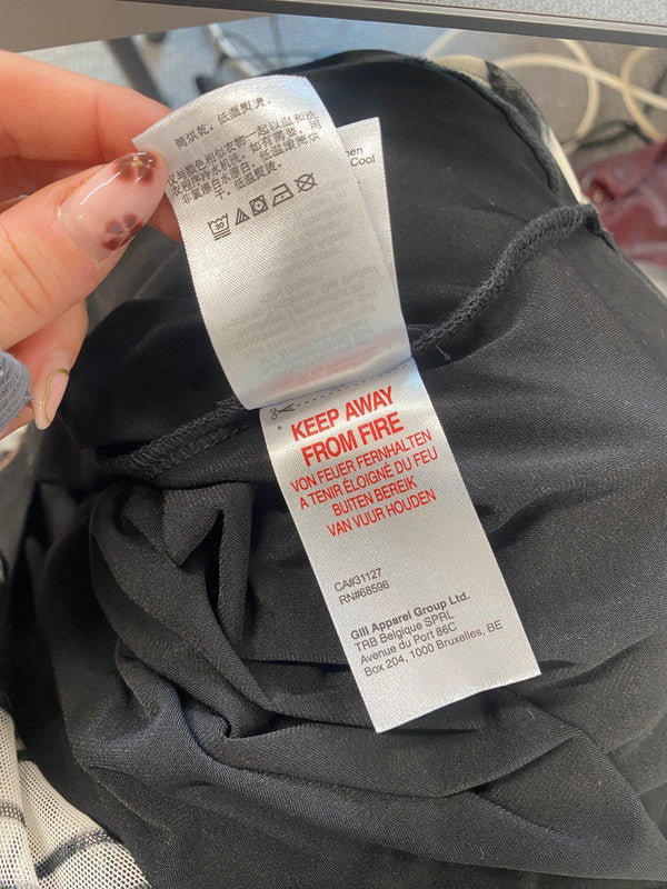 Lovely dkny black white tie dye effect mesh top UK L KM005