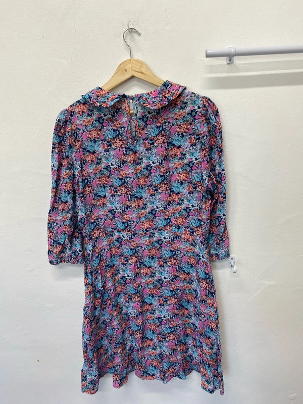 Fabulous M&S x Ghost romantic Ditzy dress drill collar uk14 LB004