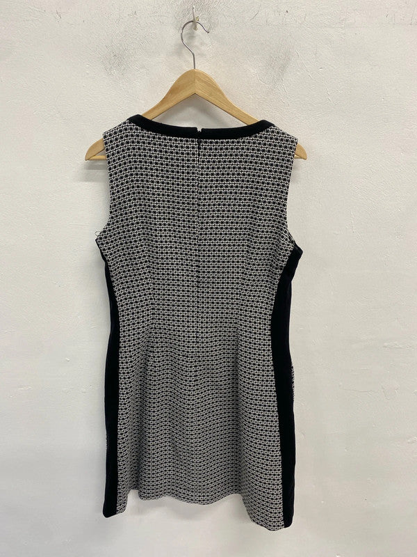 Gorgeous next black white square pattern midi formal dress UK 14 FR001