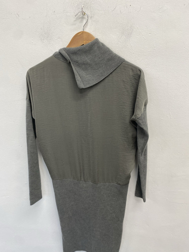Stunning All Saints “flik” Grey Merino Wool Midi Dress UK S SD002
