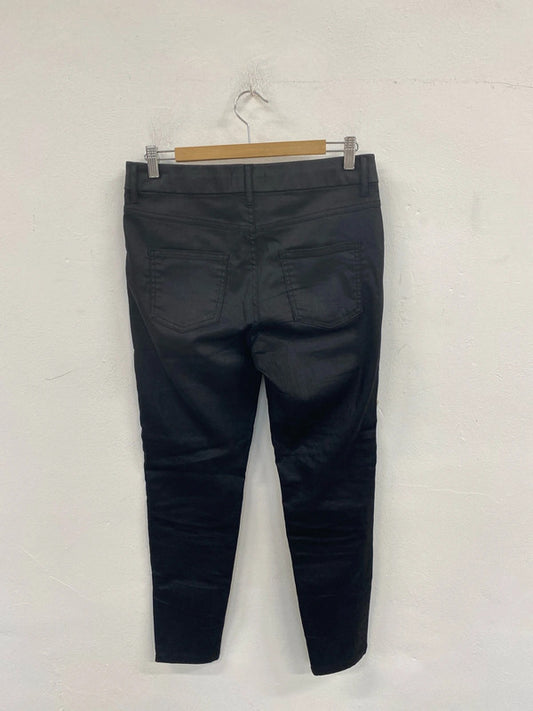M&S Chic Black Wetlook Ankle Grazer Jeans UK 12 SR006