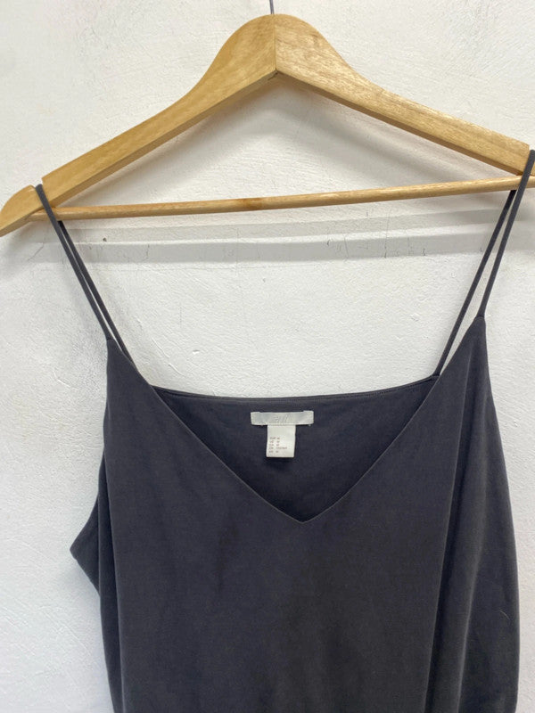 Lovely h&m grey frill Strappy summers dress UK M JM005