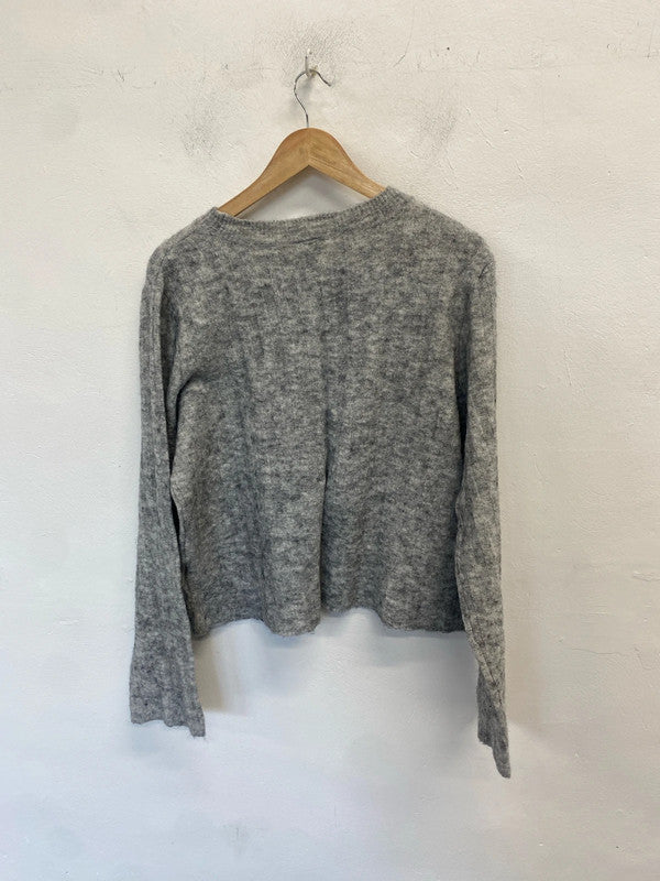 Lovely H&m grey marl ribbed knit jumper UK L KM003