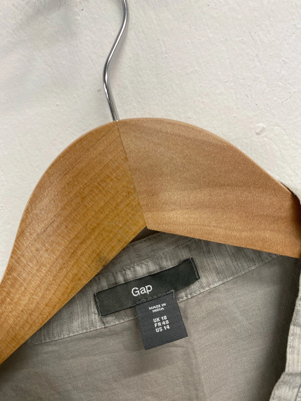 Lovely gap grey sleeveless button belt midi dress UK 18 KM003