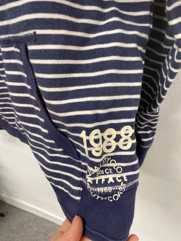 FatFace Nautical Vibes Blue & White Stripe Zip Up Hoodie UK 10 JA002