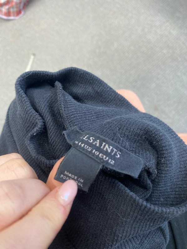 Stunning allsaints Kiki sleeveless black dress midi UK 14 SS003