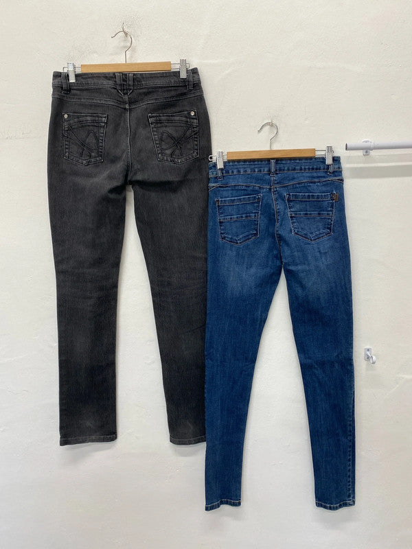 Fabulous Duo of Jeans Uk12 Long black blue George #4 kW002