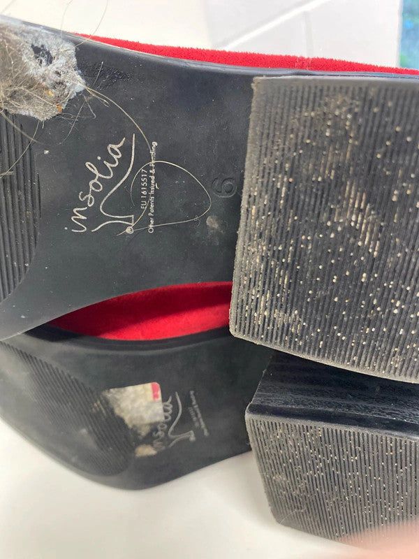 Fab M&S Insolia Red faux Suede ankle boots block heel UK6 SG090