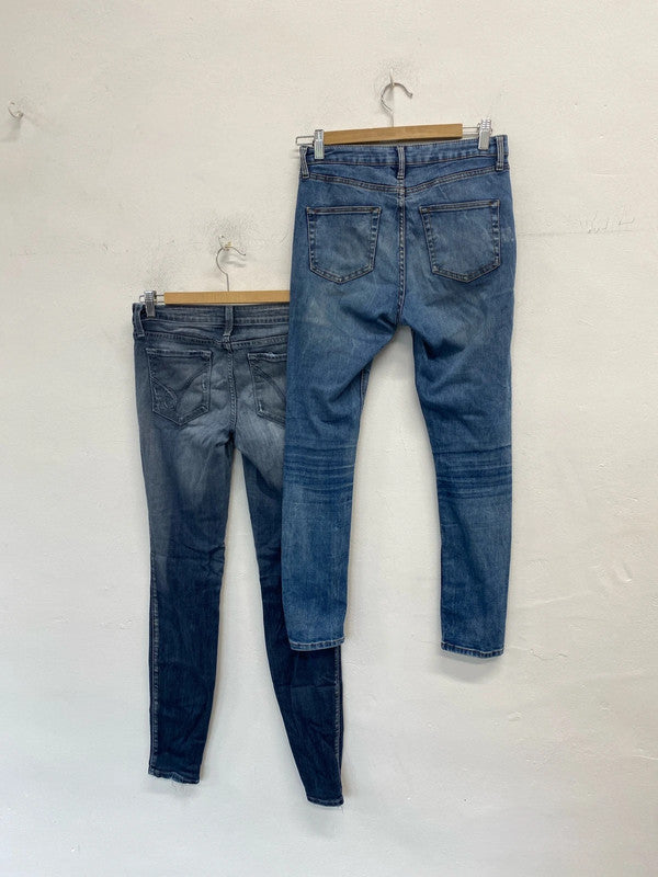 Lovely duo of blue jeans bebe Topshop uk w28 LD003