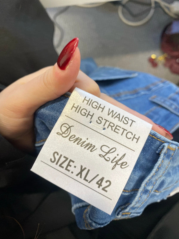 Lovely denim life blue distressed jeans new UK XL AO001