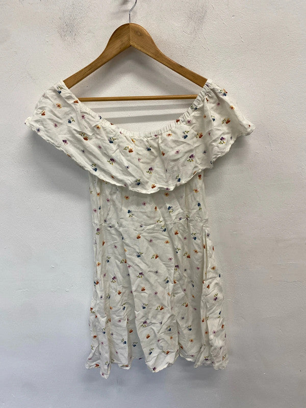 Lovely Jack wills white floral Bardot dress UK 10 JH001