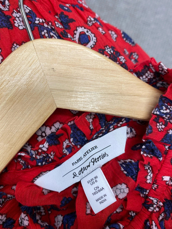 Absolutely stunning & other stories spanish red paisley dress Uk8 SN002