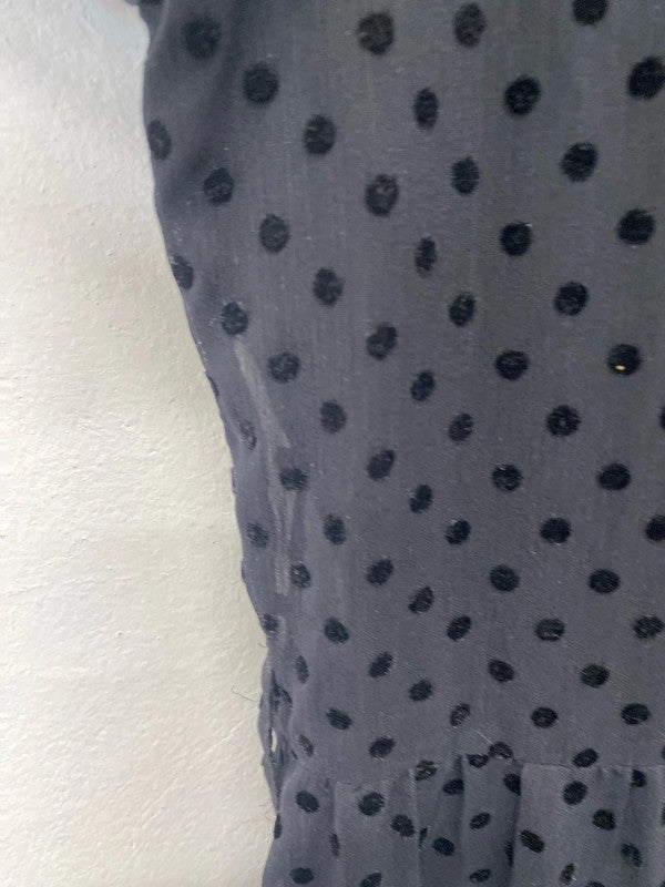 Fabulous black spotty smock dress mesh overlay from Zara UkM LB005