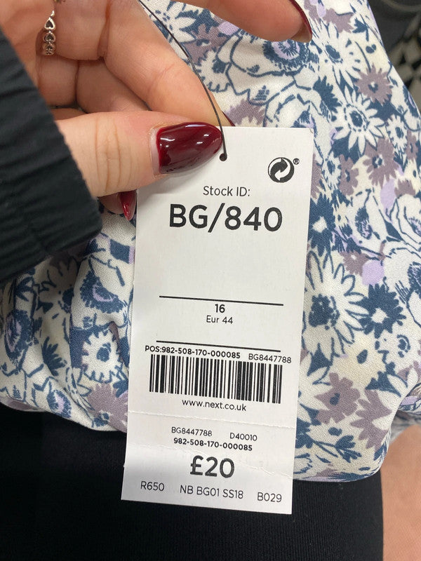 Gorgeous next petite new lilac floral sparkle cami UK 16 petite FR001