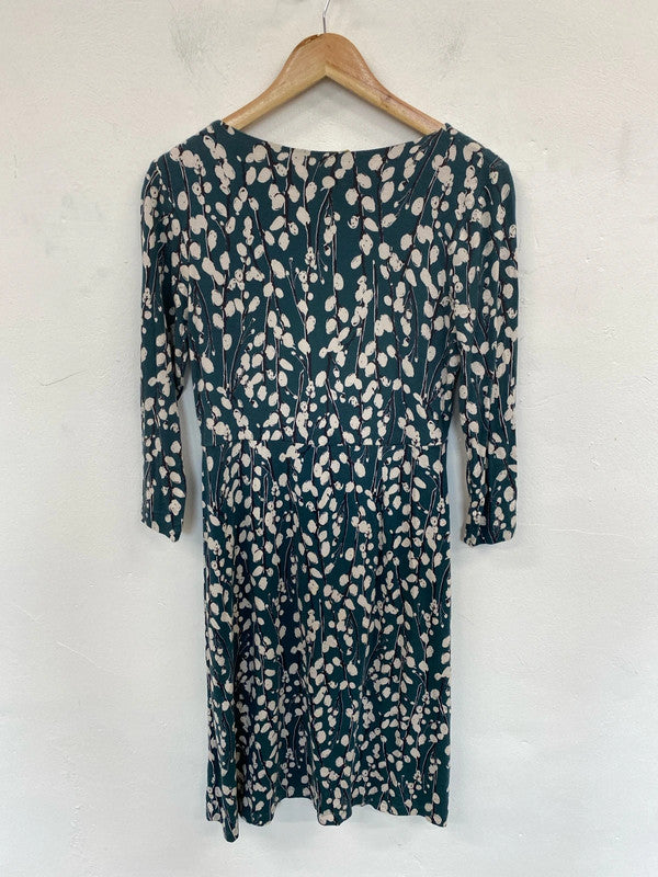 White Stuff Elegant Sea Green Botanical Pattern Midi Dress UK 12 MM005