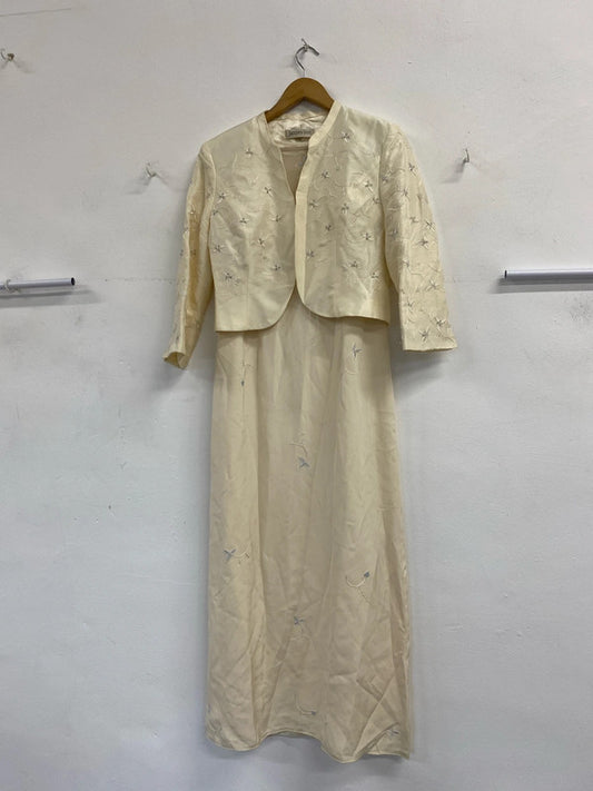 Fabulous Jacques Vert pure silk occasion dress & jacket Uk12 JS004