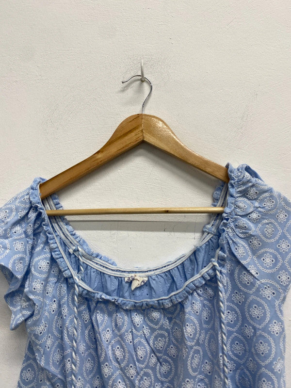 Falmer heritage blue pattern Ditsy top UK 14 JW002