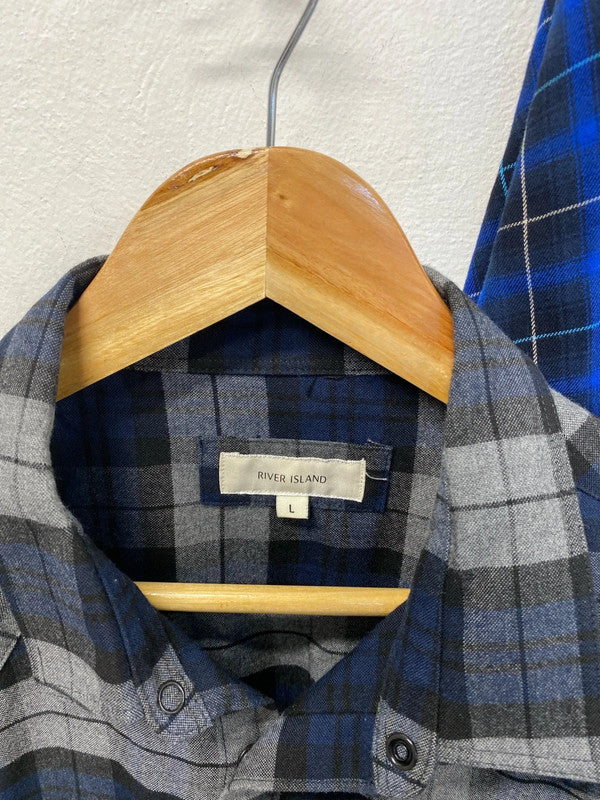 Duo of check shirts River Island western popper #39 L KM004
