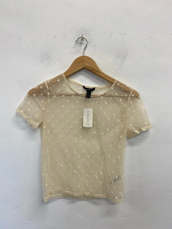 Super cute Forever 21 mesh spot summer top UkL new JR001