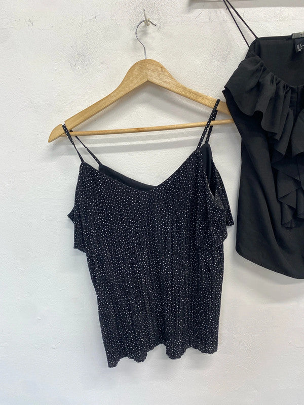 Lovely duo of frill black tops h&m new look #5 UK 10 JA001