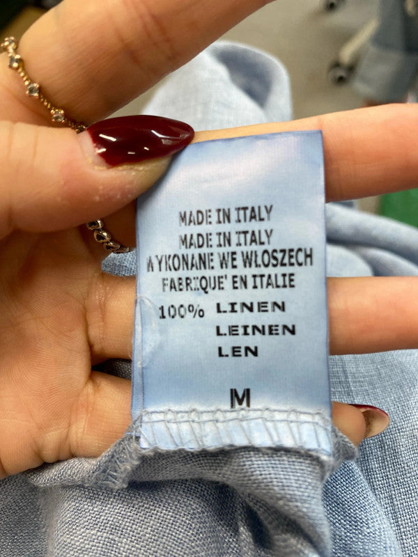 Stunning lima tomei blue linen top UK M MM005